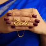 Special Style Name Necklace Disha displayed over a female hand