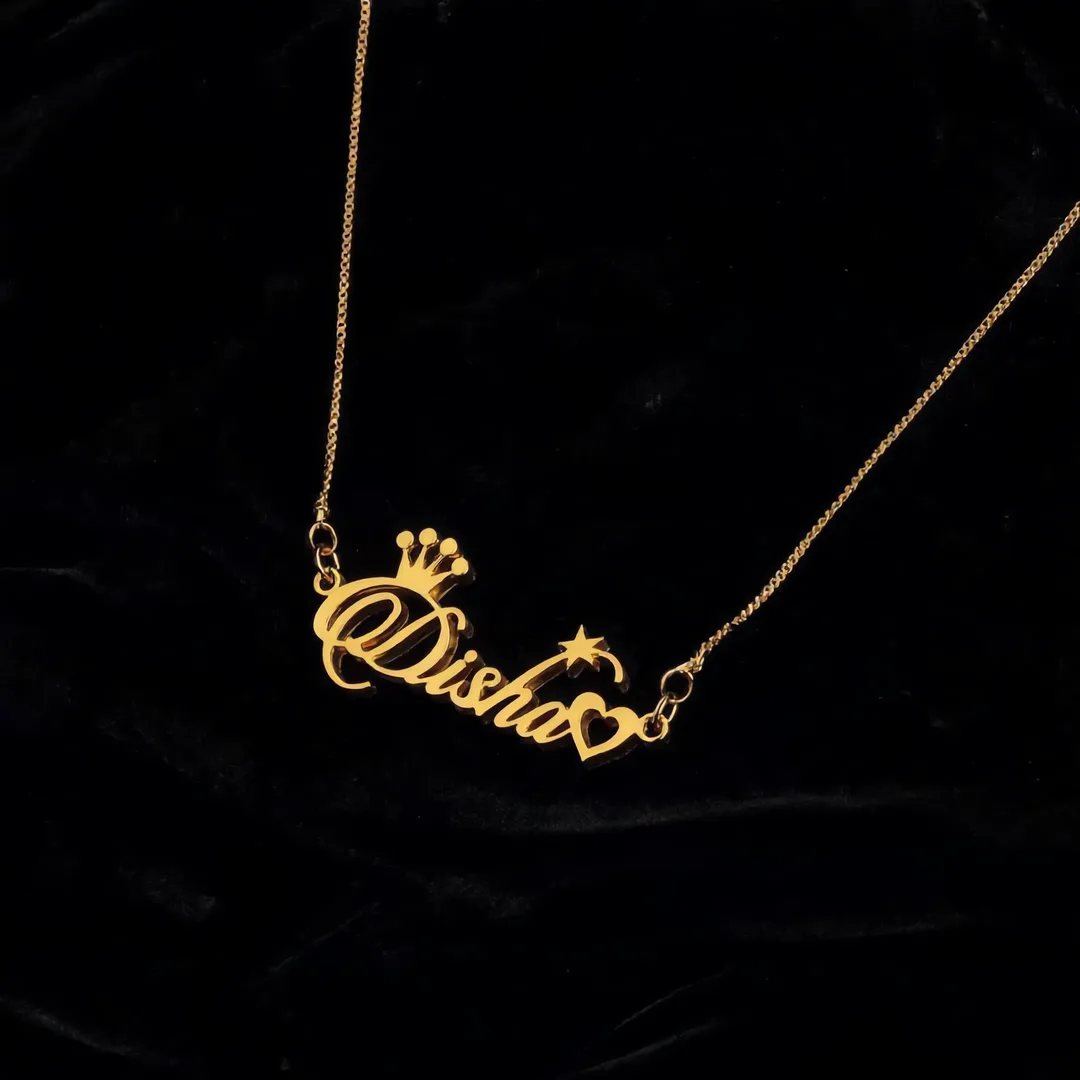 Special Style Name Necklace Disha on black velvet