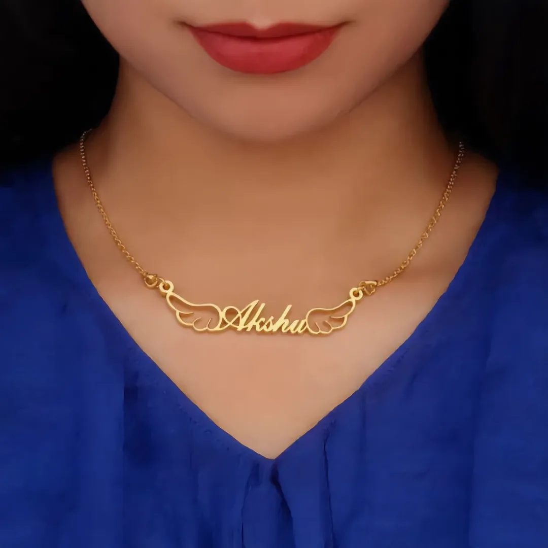 Wings Style Name Necklace Akshu neck product photo