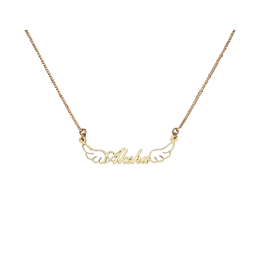Wings Style Name Necklace Akshu on white background