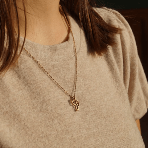 Cactus Necklace, Tiny Cactus, Cactus Pendant