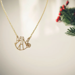 Sloth Origami Necklace, Geometric Sloth Necklace