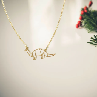 Origami Dinosaur Necklace, Animal Lover Pendant
