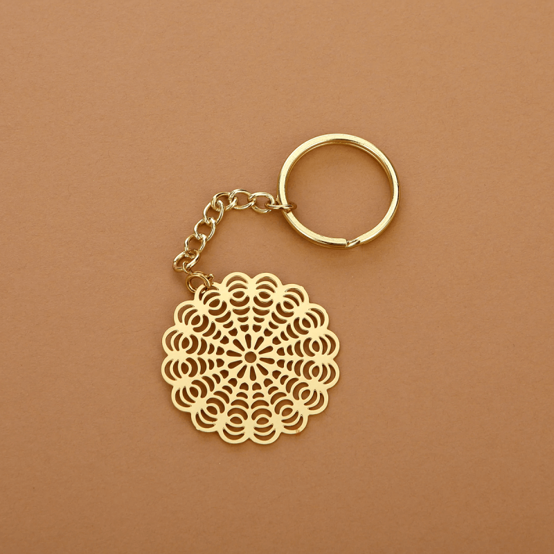 Mandala Keychain, Floral Keychain Ring