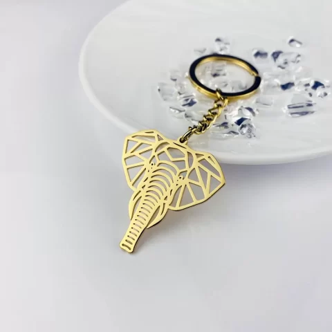 Geometric Animal Elephant Keychain, Elephant Charm Ornament Accessory Keychain