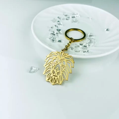 Geometric Animal Lion Keyring, Lion Keyring
