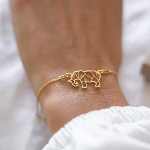 Geometric Elephant Bracelet, Elephant Jewelry, Origami Elephant