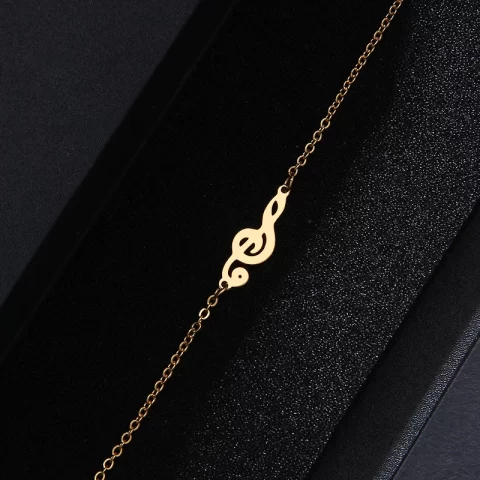 Music Note Gold Bracelet, Treble Clef Charm Bracelet, Musician Gift, Music Lover Gift