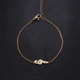 Music Note Gold Bracelet, Treble Clef Charm Bracelet, Musician Gift, Music Lover Gift