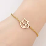 Cat Heart Bracelet, Cat Charm Bracelet, Animal Bracelet, Pet Lovers