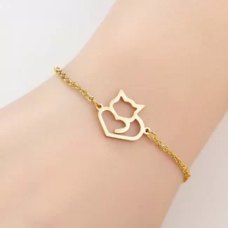 Cat Heart Bracelet, Cat Charm Bracelet, Animal Bracelet, Pet Lovers