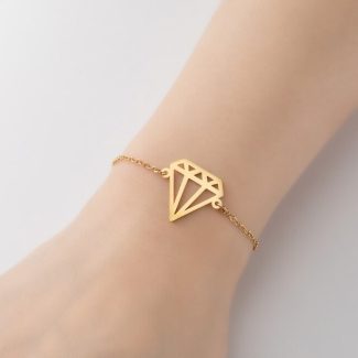 Diamond Outline Shaped Bracelet, Gemstone Outline Bracelet, Classic Diamond