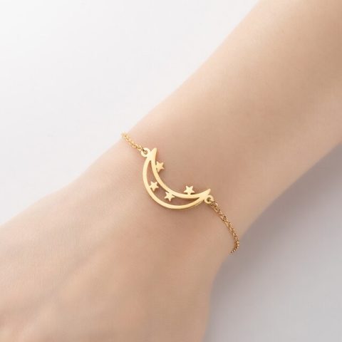 Moon & Stars Bracelet, Crescent moon bracelet, Sweet Moon Stars