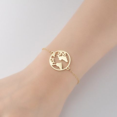 World Map Bracelet, Globe Bracelet, Charm Travel Jewelry