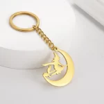 Witchcraft Broom Cat Moon Keychain, Witch Keychain keyring, Halloween Gift