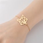 Geometric Fox Face Bracelet, Delicate Origami Fox Bracelet, Tiny fox Bracelet