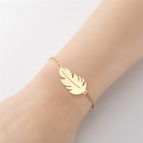 Feather Bracelet, Gold Feather Bracelet