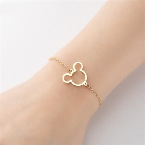 Mickey Mouse Outline Bracelet, Cute Mickey Pendant Bracelet, Cartoon Minnie Bracelets