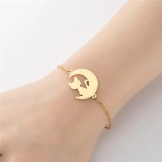 Moon & Cat Bracelet, Cat on the Moon Bracelet