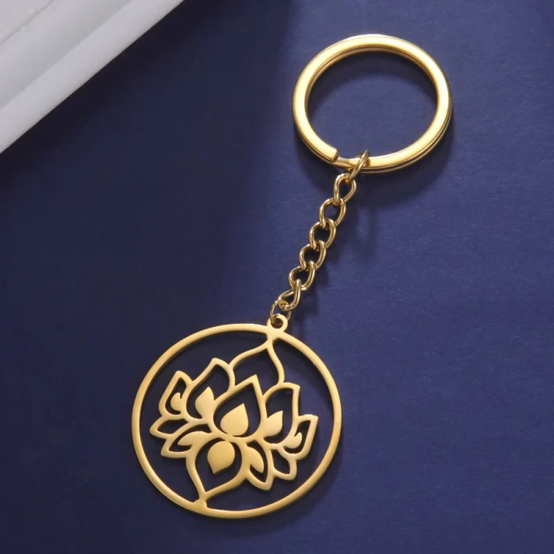 Lotus Keychain, Yoga Lotus Flower Keychain