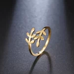 Two Side Dotifi Leaf Ring