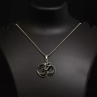 Black And Silver Om Pendant