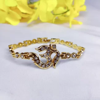 Gold Plated Om Diamond Bracelet