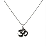 Black and Silver Om Pendant on white studio background