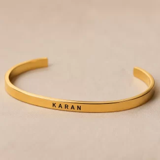 Gold Plated Personalized Engraved Name Kada macro close-up – personalized jewellery