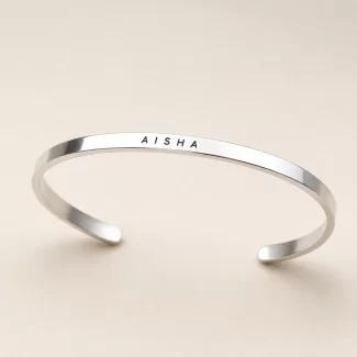 Silver Plated Personalized Engraved Name Kada macro close-up – personalized jewellery