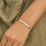 Silver Plated Personalized Engraved Name Kada on female wrist – personalized jewellery