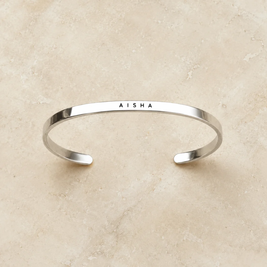 Silver Plated Personalized Engraved Name Kada flat lay product view – personalized jewellery