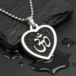 Black Om Heart Pendant premium hero view