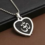 Black Om Heart Pendant angled product view