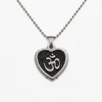 Black Om Heart Pendant clean studio view