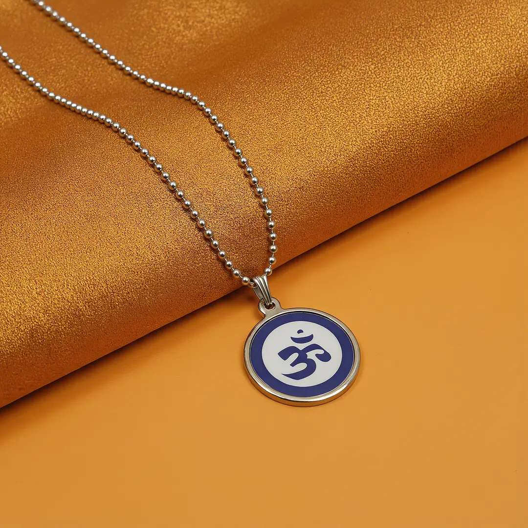 Blue Om Pendant angled product view