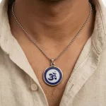 Blue Om Pendant wearable lifestyle view