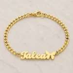 Butterfly Name Bracelet flat lay product view – personalized jewellery