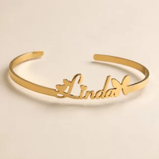 Butterfly Name Kada macro close-up – personalized jewellery