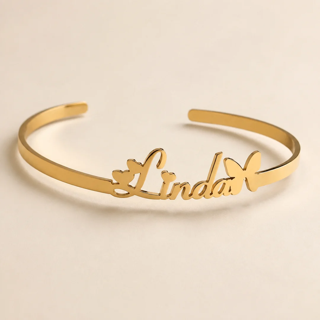 Butterfly Name Kada macro close-up – personalized jewellery