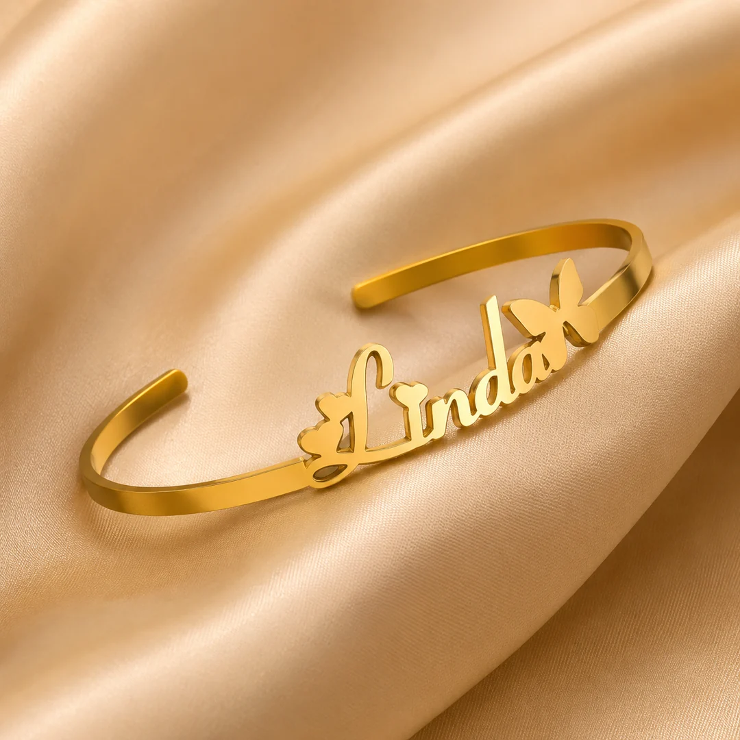 Butterfly Name Kada on luxury satin – personalized jewellery