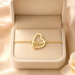 Couple Big Heart Name Bracelet in premium gift box – personalized jewellery