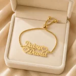 Couple Heart Name Bracelet in premium gift box – personalized jewellery