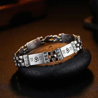 Crystal Om Silver Bracelet premium hero view