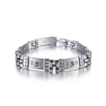Crystal Om Silver Bracelet on clean white background