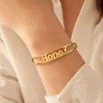 Custom Name Kada on female wrist – personalized jewellery