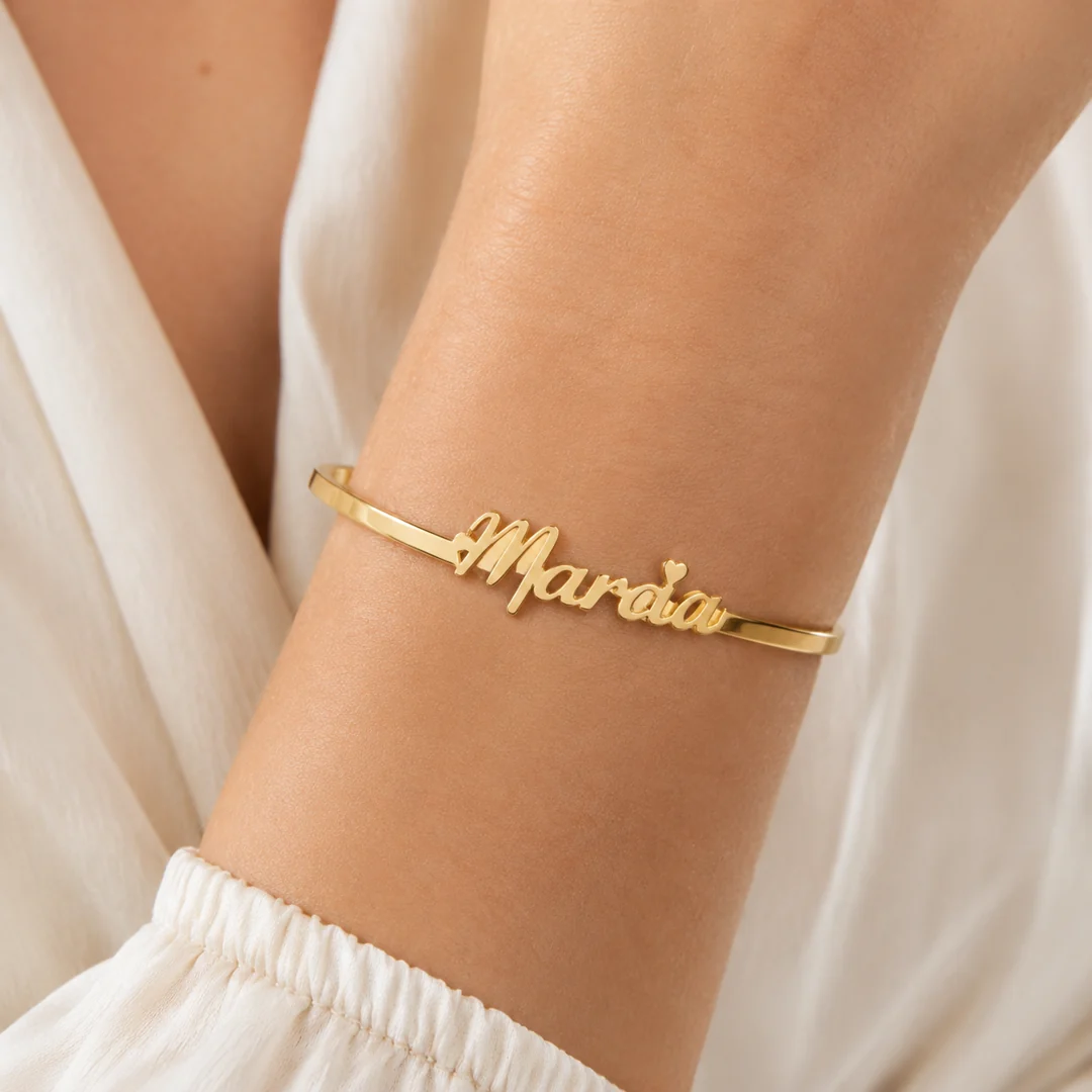 Customize Name Kada on female wrist – personalized jewellery