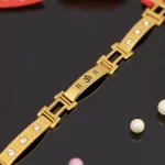 Gold Om Men Diamond Bracelet angled product view