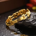 Gold Om Men Diamond Bracelet premium hero view