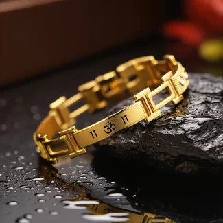 Gold Om Men Diamond Bracelet premium hero view